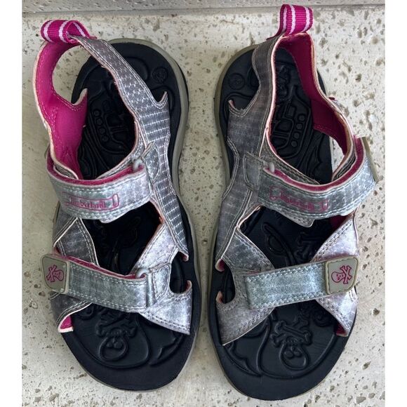 Timberland Sandals 30772M Toddler's 2 Strap Silver Pink Leather Vintage Sz 3 - Picture 3 of 14
